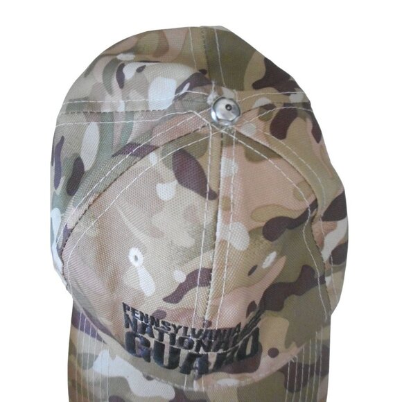 Pennsylvania National Guard Camo Baseball Cap Hat Khaki Green Cloth Hook Loop - Picture 4 of 4